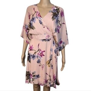 Pink Blush Robe Dress Floral Wrap Short Bridal Wedding Pink Womens No Size